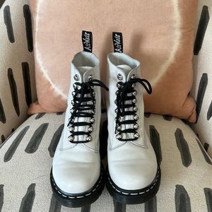 Dr. Martens White 1460 Leather Pascal Boots